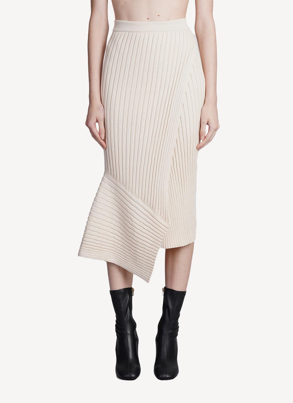 Elevated Cotton Rib Knit Skirt - Cream - Women
