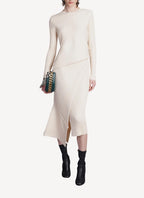 Elevated Cotton Rib Knit Skirt - Cream - Women