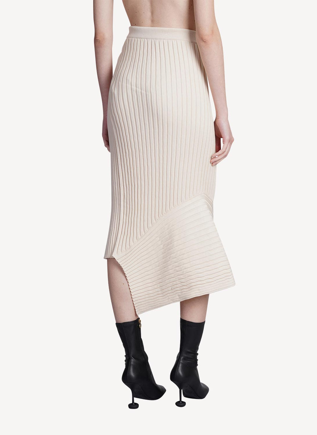 Elevated Cotton Rib Knit Skirt - Cream - Women