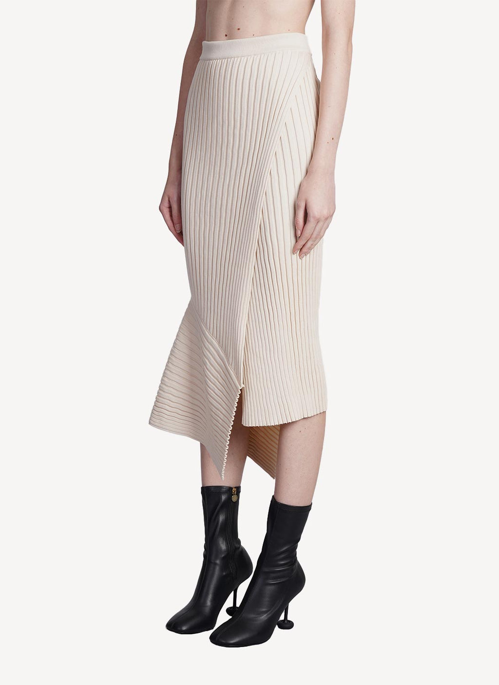 Elevated Cotton Rib Knit Skirt - Cream - Women