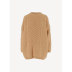 Aran Cable Knit Jumper - Light Camel - Women