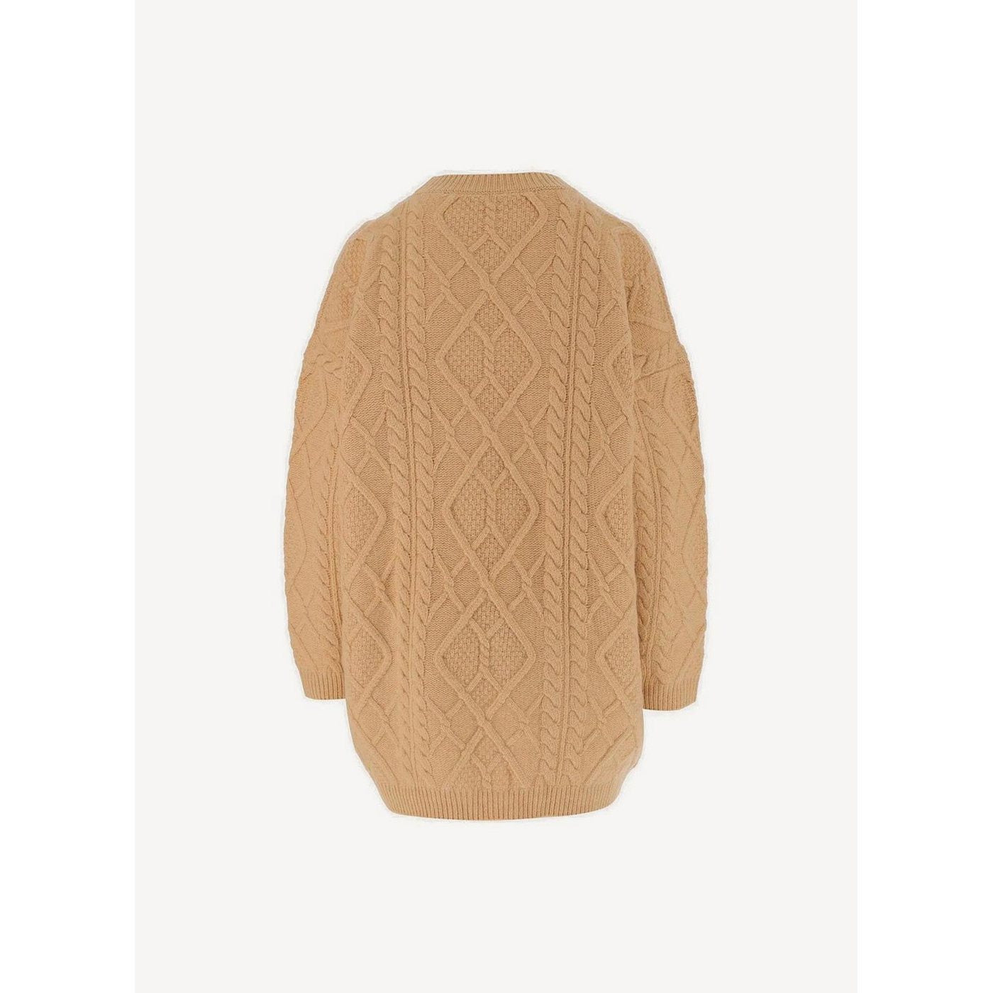 Aran Cable Knit Jumper - Light Camel - Women