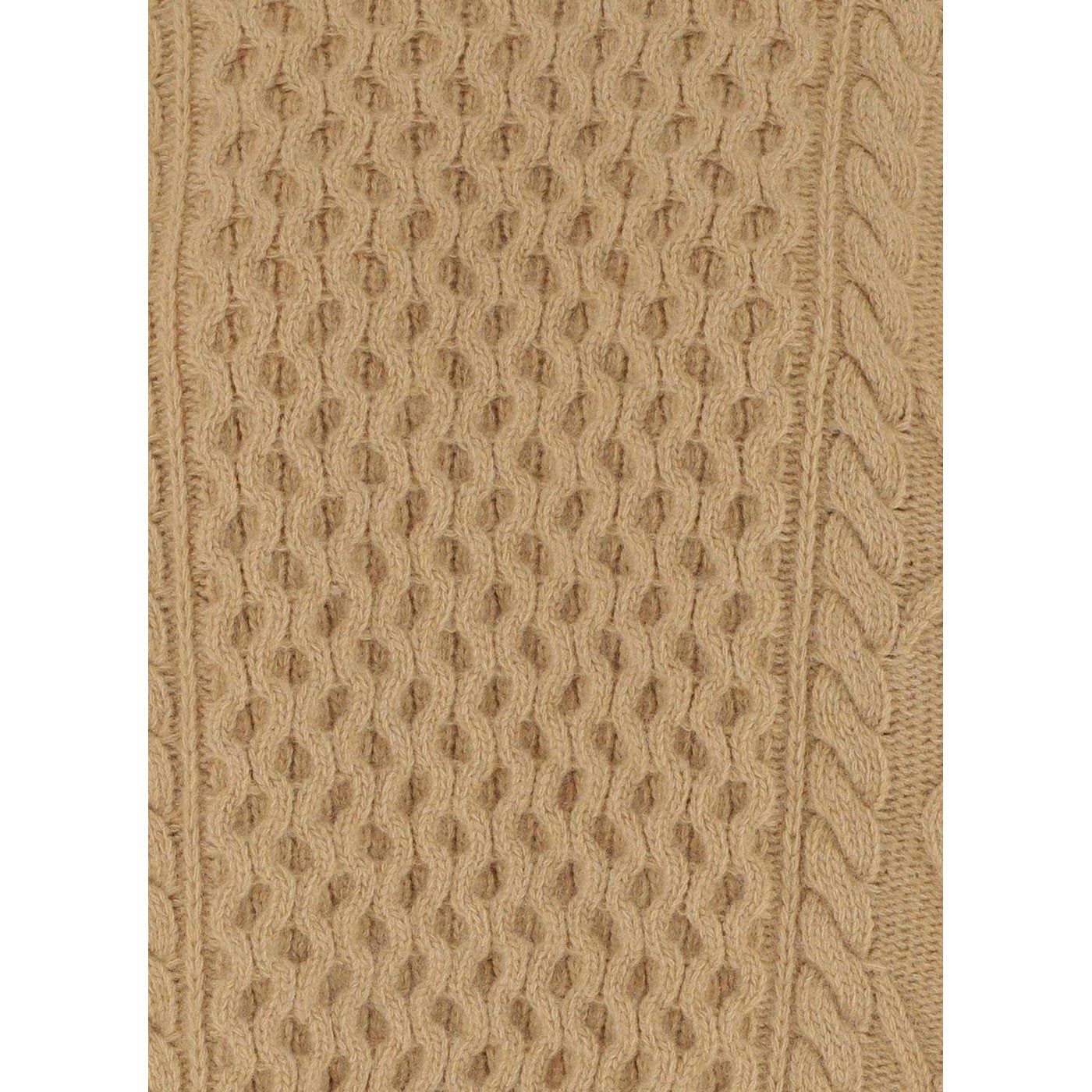 Aran Cable Knit Jumper - Light Camel - Women