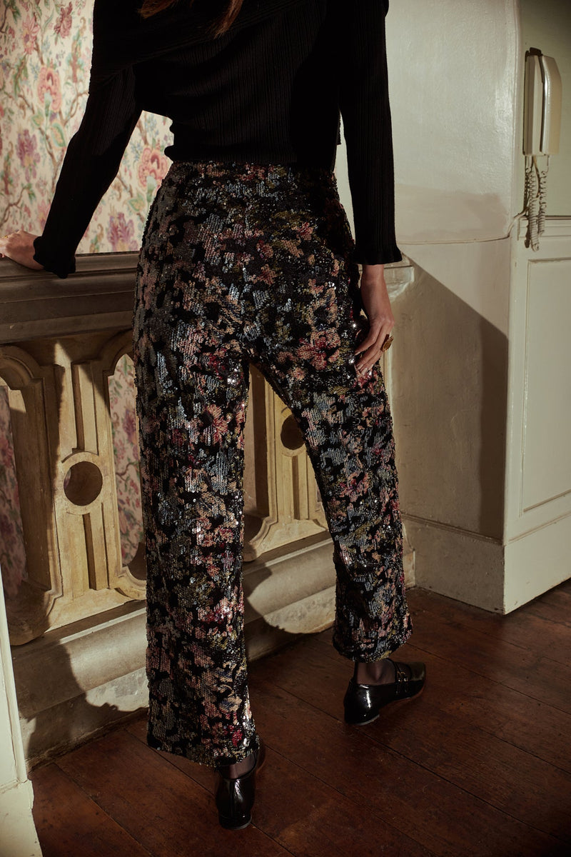 Pantalon Onyx Sequins Fleuris
