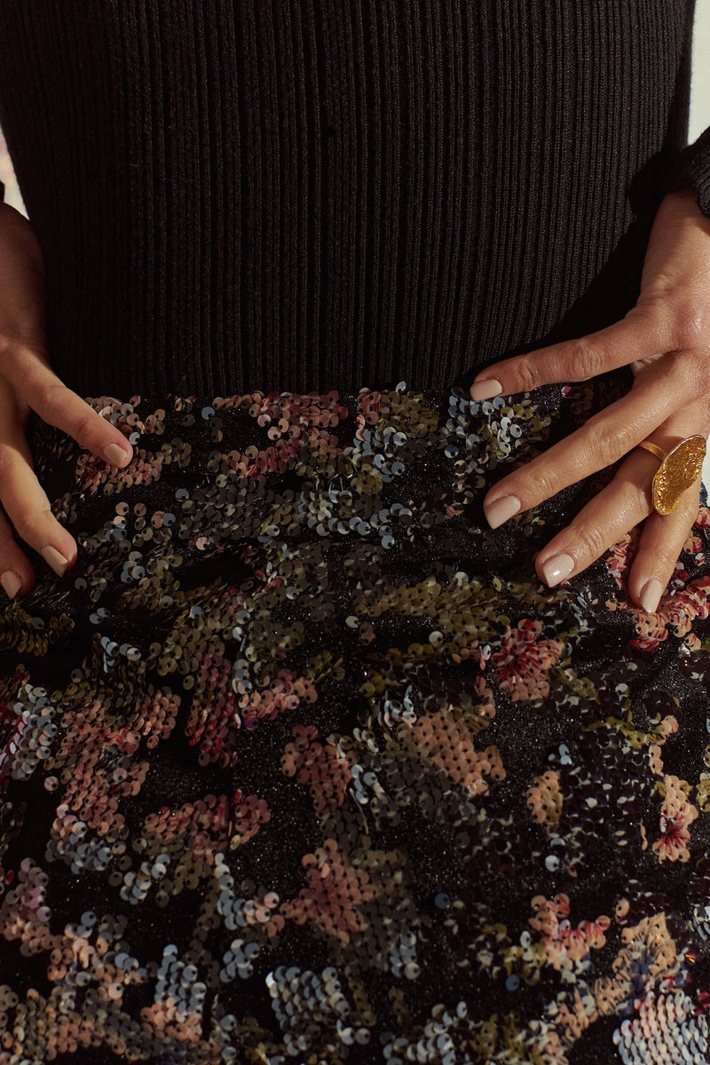 Pantalon Onyx Sequins Fleuris