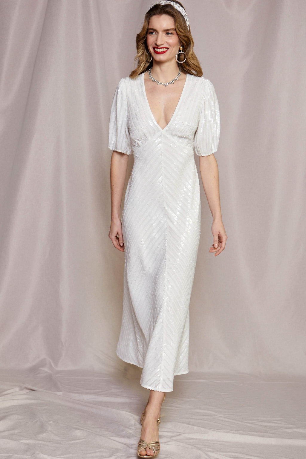 Steph Ivory Sequin Dress