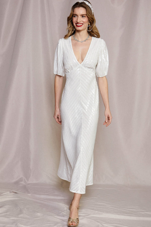 Steph Ivory Sequin Dress