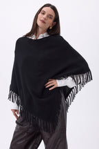 Poncho À Franges Stepp - Noir - Femme