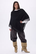 Poncho À Franges Stepp - Noir - Femme