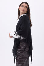 Poncho À Franges Stepp - Noir - Femme