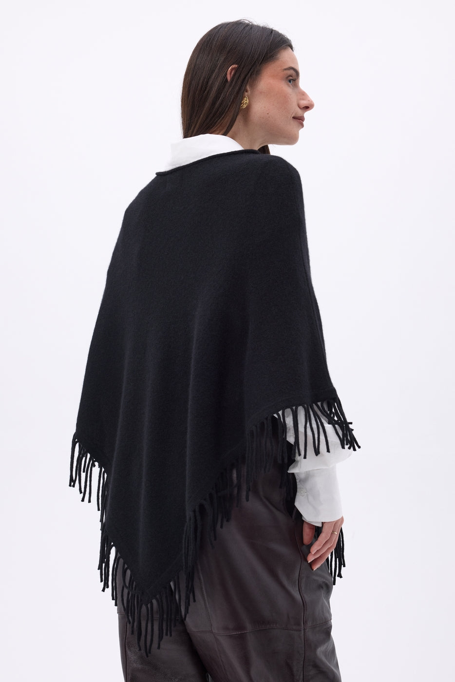 Poncho À Franges Stepp - Noir - Femme