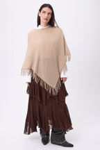 Poncho À Franges Stepp - Beige Creme - Femme