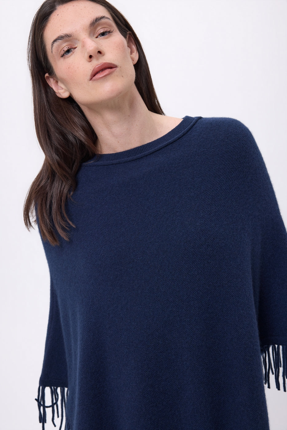 Poncho À Franges Stepp - Bleu Marine - Femme
