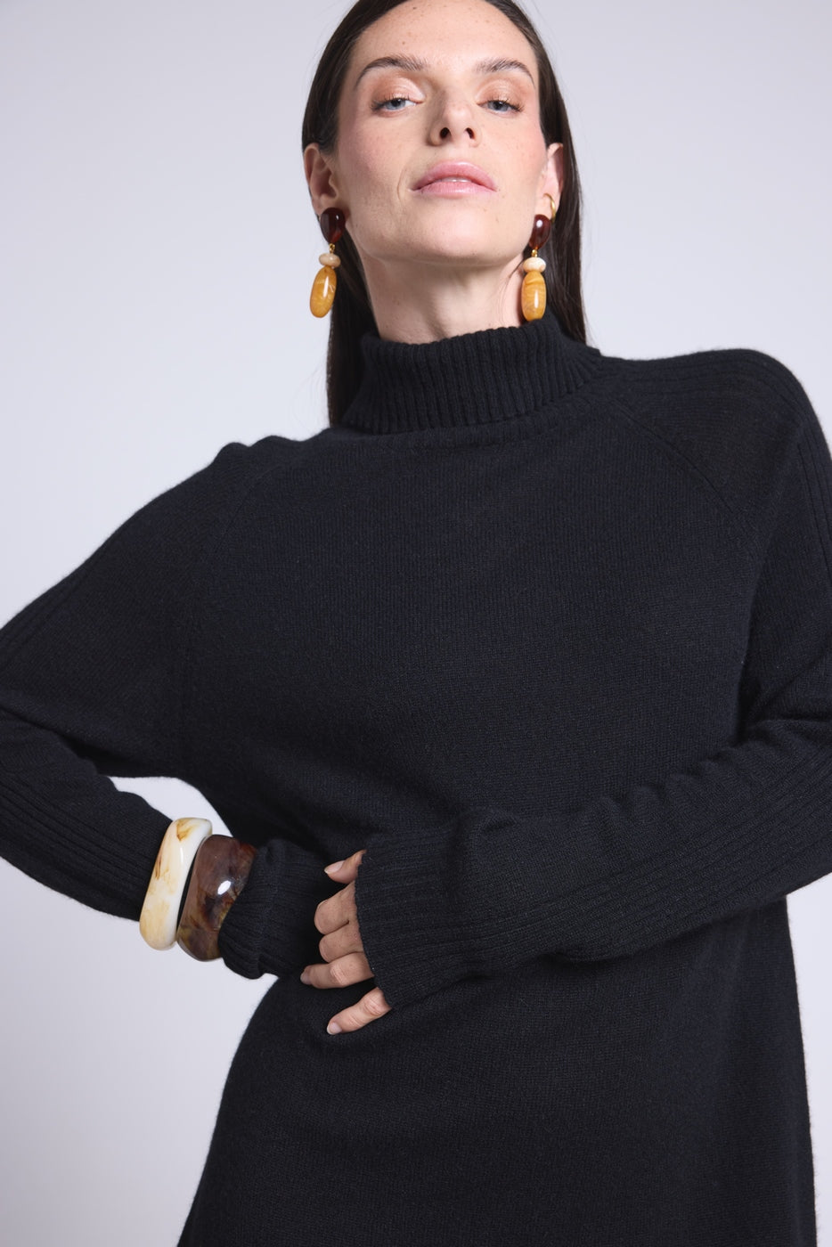 Vestido Cuello Alto Sultana - Negro - Mujer