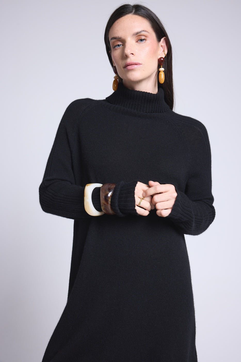 Vestido Cuello Alto Sultana - Negro - Mujer