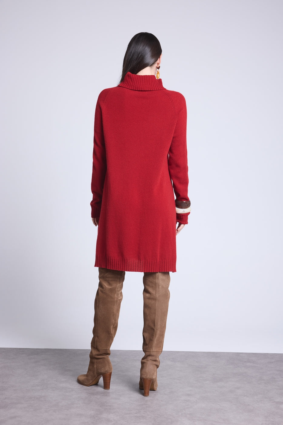 Sultana Roll-Neck Dress - Burgundy Red - Women