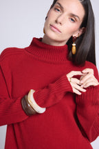 Sultana Roll-Neck Dress - Burgundy Red - Women
