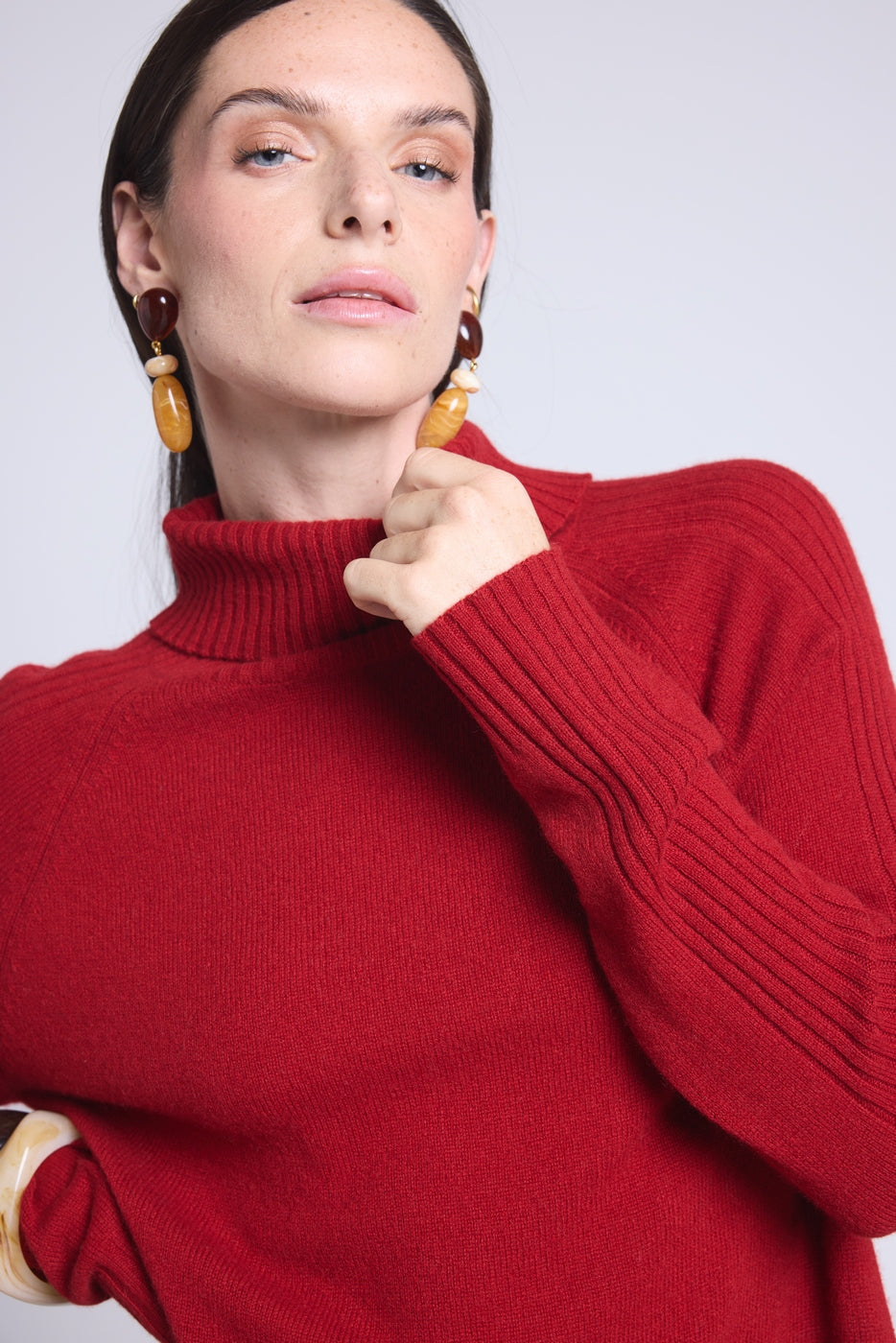 Sultana Roll-Neck Dress - Burgundy Red - Women