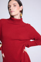 Sultana Roll-Neck Dress - Burgundy Red - Women