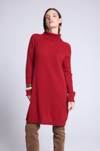 Sultana Roll-Neck Dress - Burgundy Red - Women