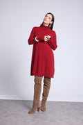 Sultana Roll-Neck Dress - Burgundy Red - Women