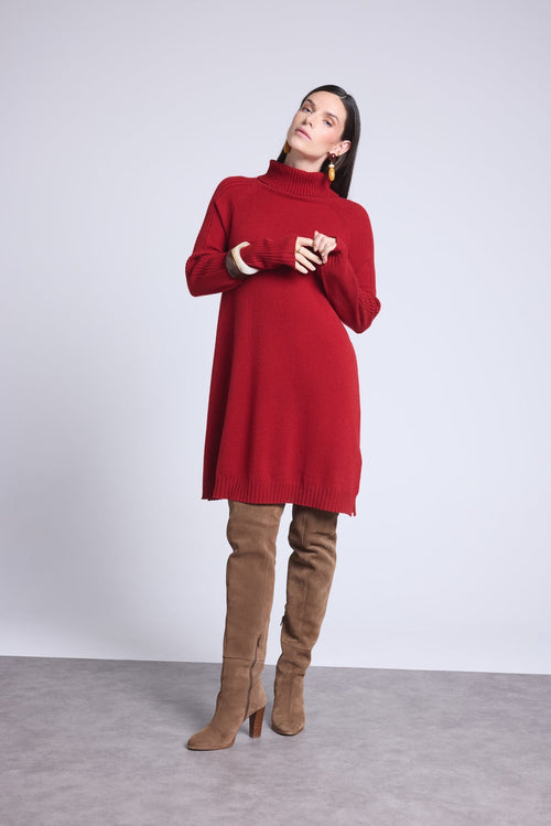 Robe Col Roule Sultana - Rouge Bordeau - Femme