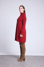 Vestido Cuello Vuelto Sultana - Rojo Burdeos - Mujer
