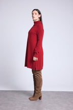 Sultana Roll-Neck Dress - Burgundy Red - Women