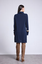 Roll Neck Dress Sultana - Navy Blue - Women