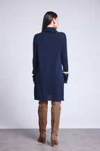 Roll Neck Dress Sultana - Navy Blue - Women
