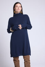 Roll Neck Dress Sultana - Navy Blue - Women