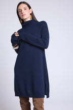 Roll Neck Dress Sultana - Navy Blue - Women