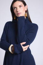 Roll Neck Dress Sultana - Navy Blue - Women