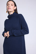 Roll Neck Dress Sultana - Navy Blue - Women