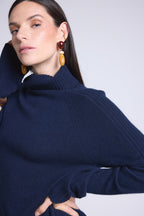 Roll Neck Dress Sultana - Navy Blue - Women