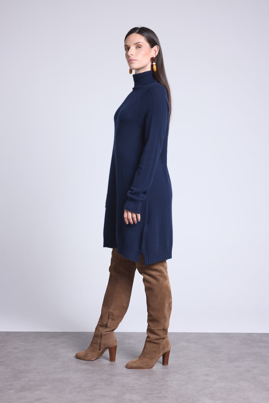 Roll Neck Dress Sultana - Navy Blue - Women