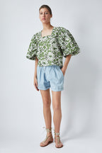 Top Peggy - Green Bloom - Mujer