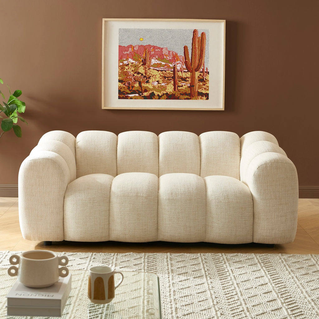 Sunny - 3-Seater Sofa - Tweed Fabric - Ecru
