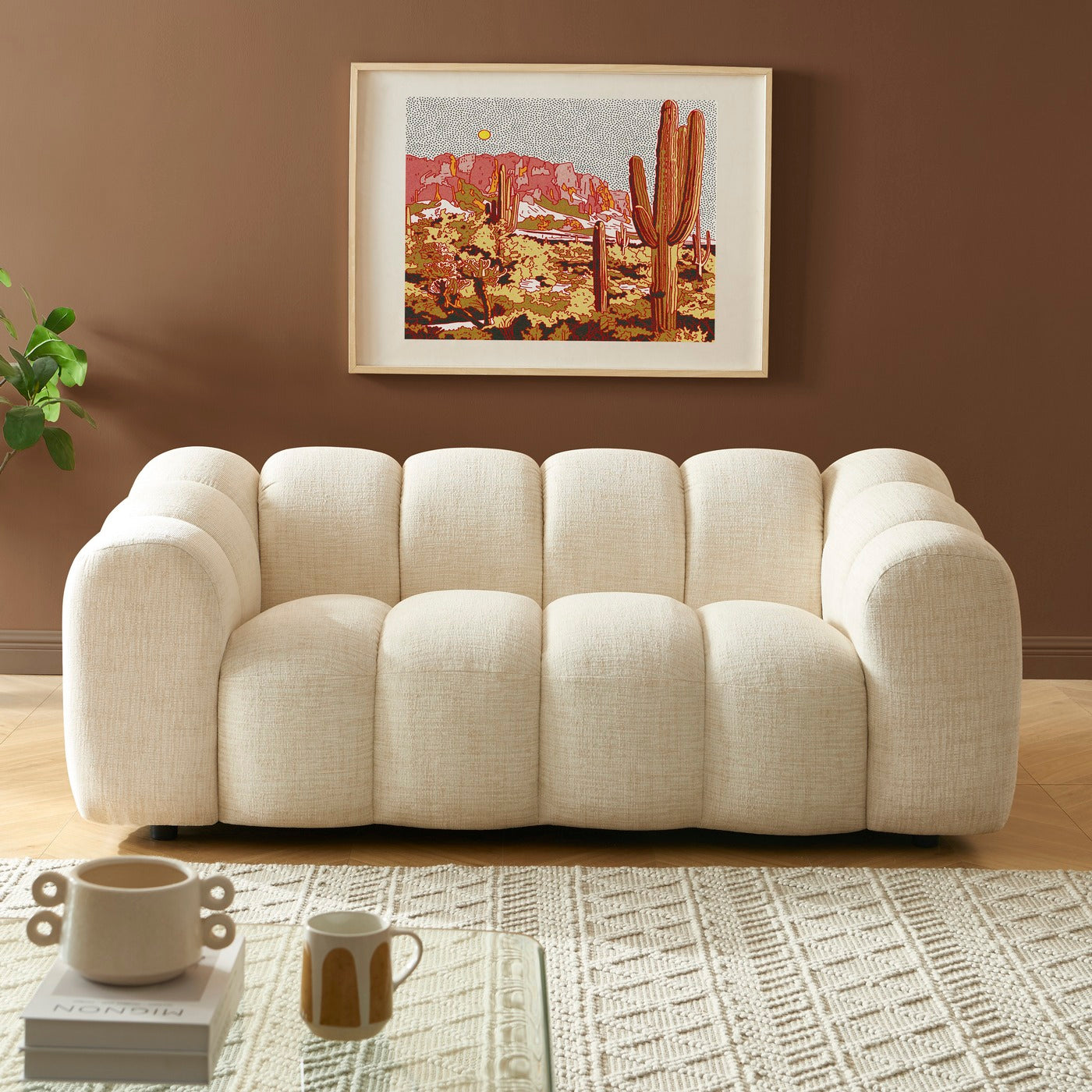 Sunny - 3-Seater Sofa - Tweed Fabric - Ecru