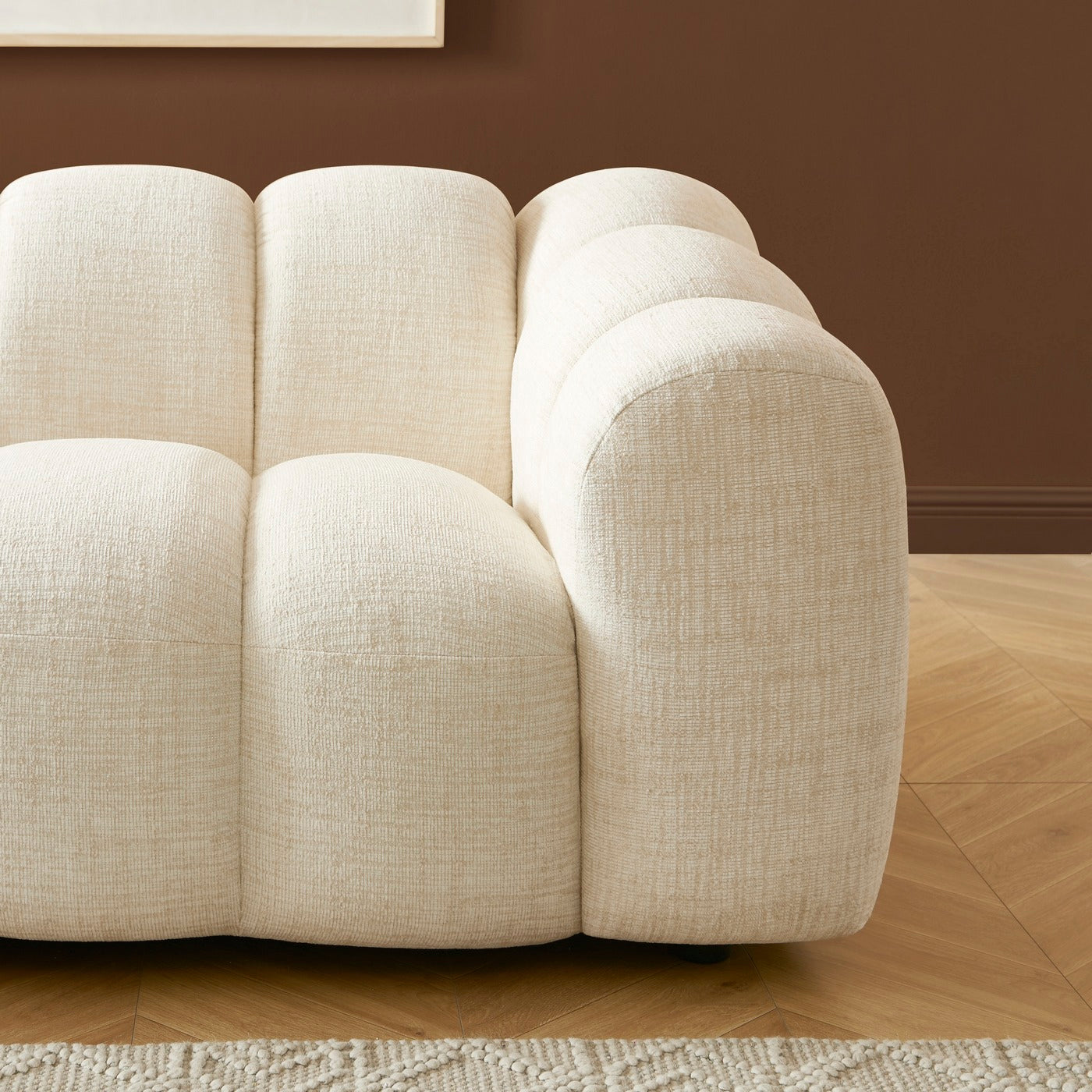 Sunny - 3-Seater Sofa - Tweed Fabric - Ecru