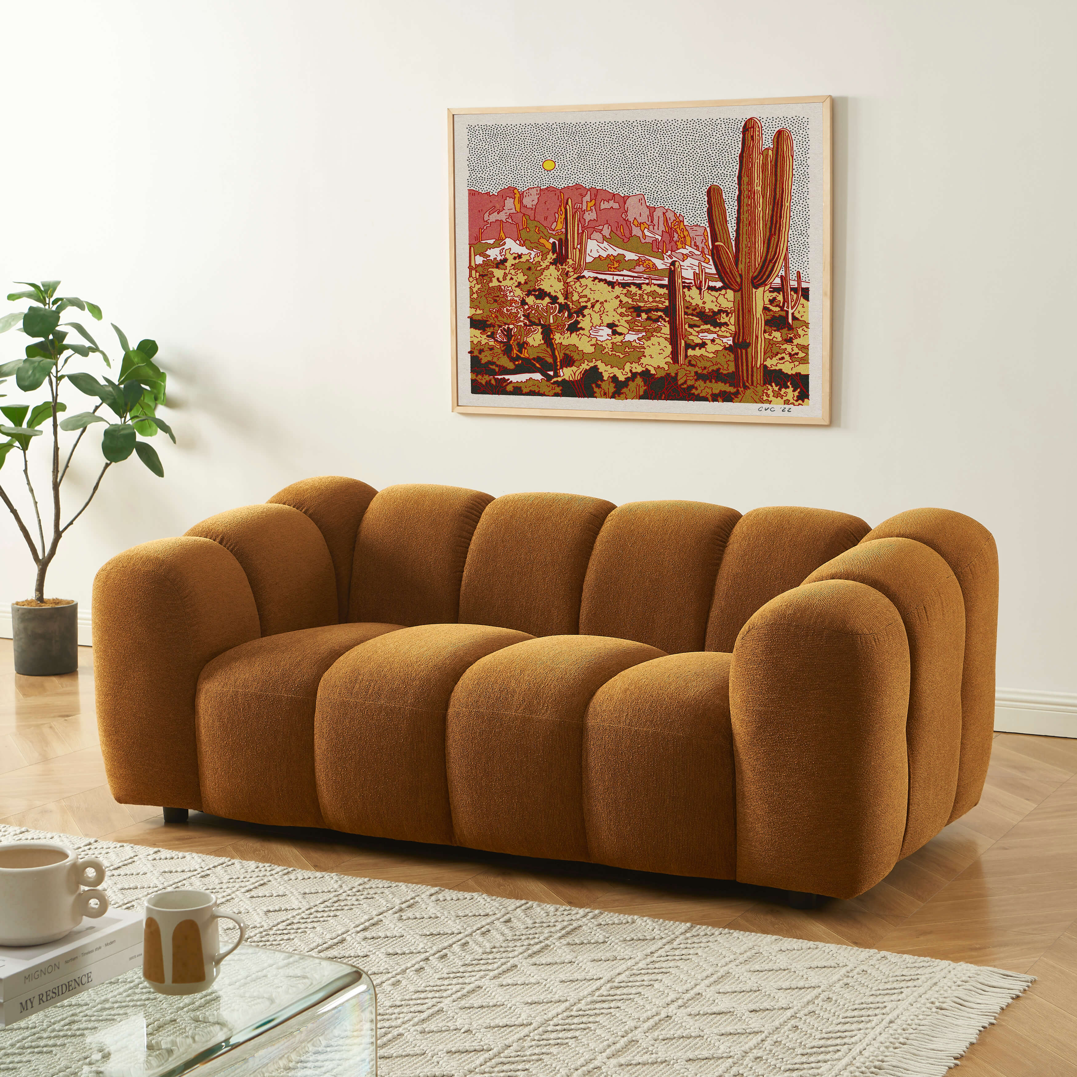 Sunny - Canapé 2 Places - Tissu Tweed - Bronze