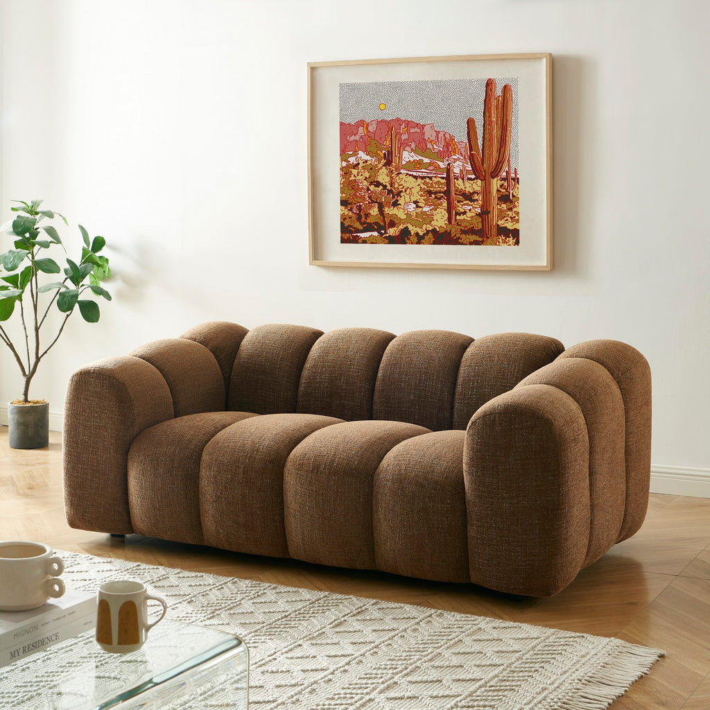 Sunny - 2-Seater Sofa - Tweed Fabric - Brown