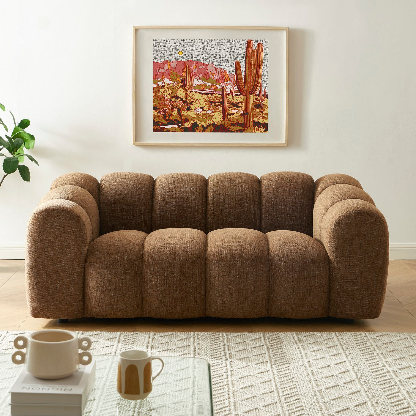 Sunny - 2-Seater Sofa - Tweed Fabric - Brown