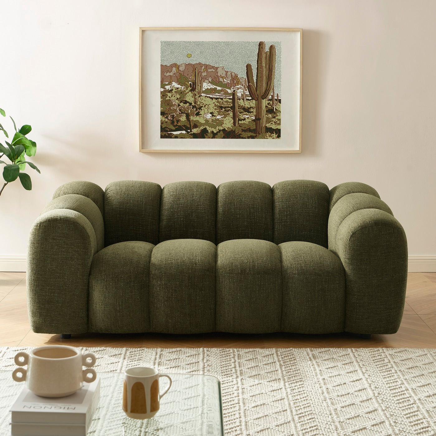 Sunny - 2-Seater Sofa - Tweed Fabric - Green