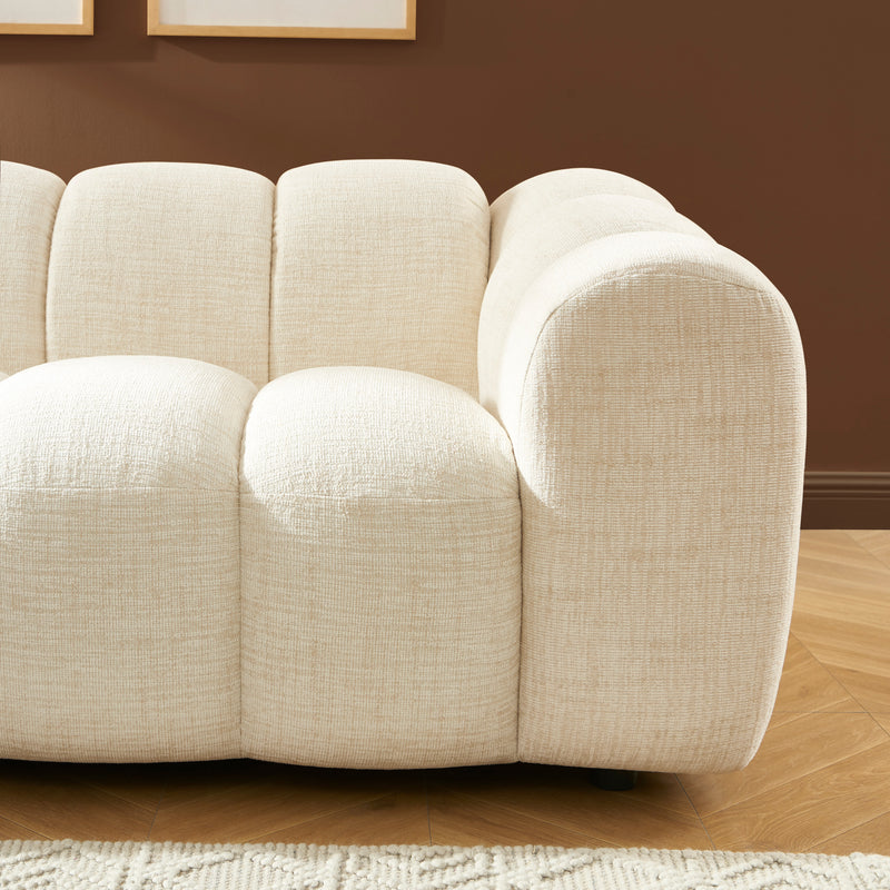 Canapé Droit Sunny 3 Places - Tissu Tweed Écru