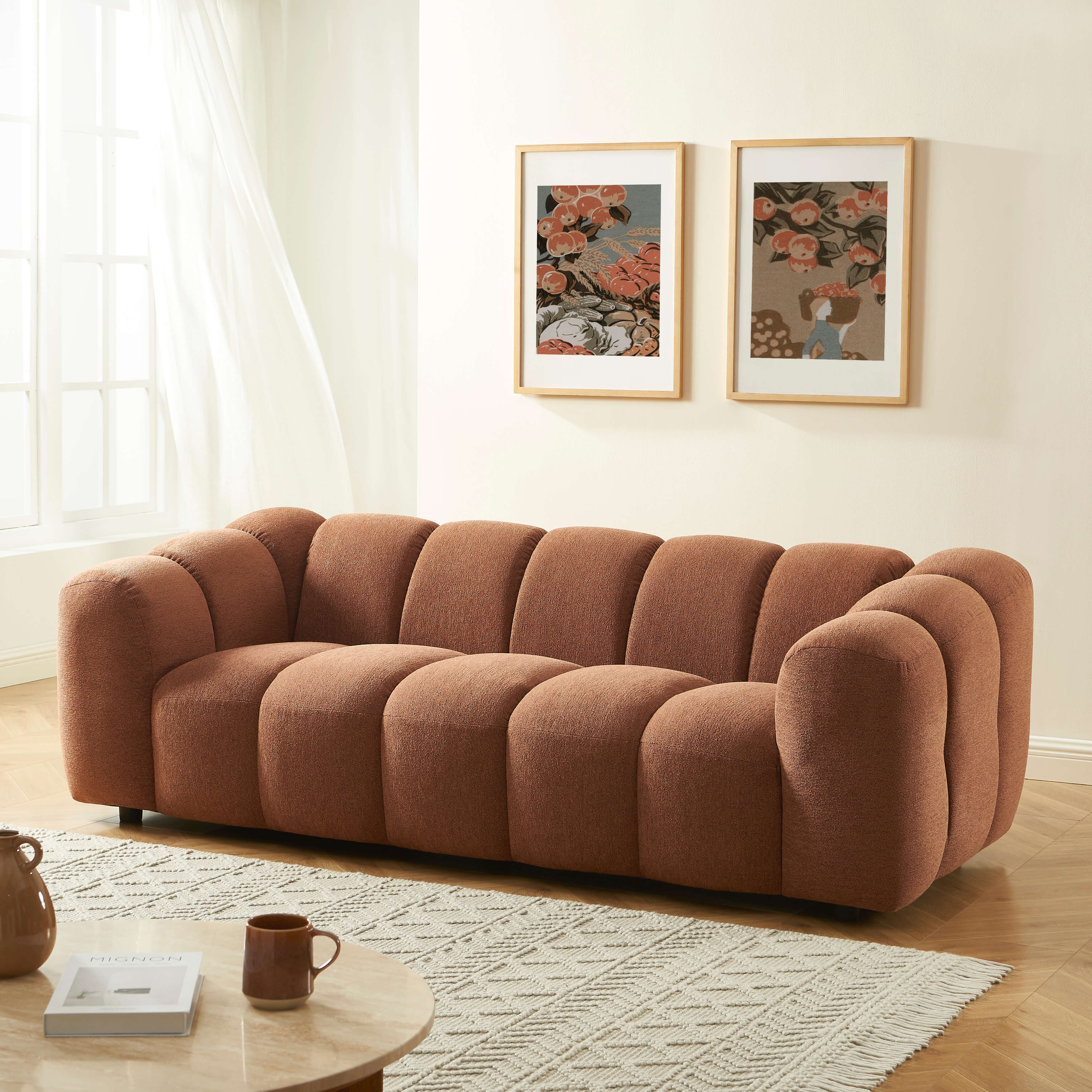 Sunny - Canapé 3 Places - Tissu Tweed - Terracotta