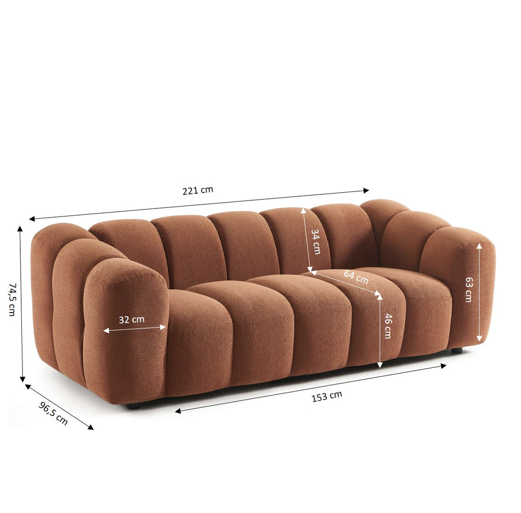 Sunny - Canapé 3 Places - Tissu Tweed - Terracotta