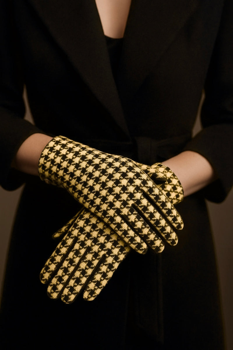 Gants Susan Cuir Doublés Soie - Noir Tactile/Camel - Femme