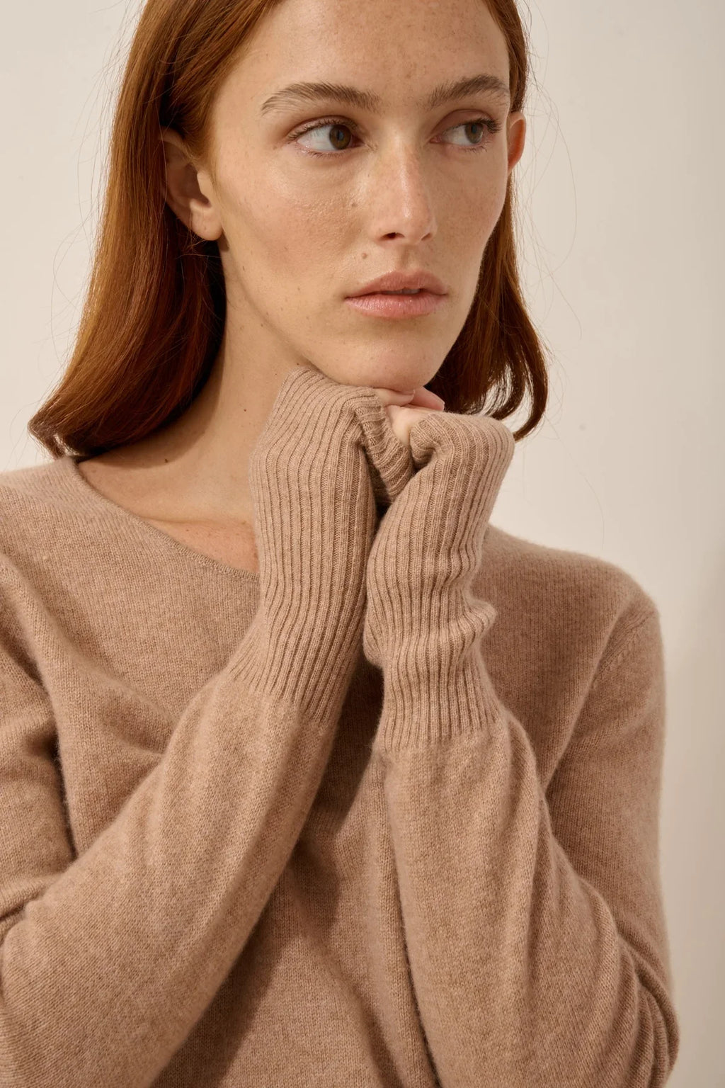 Round Neck Dress - Susan - Camel Chiné