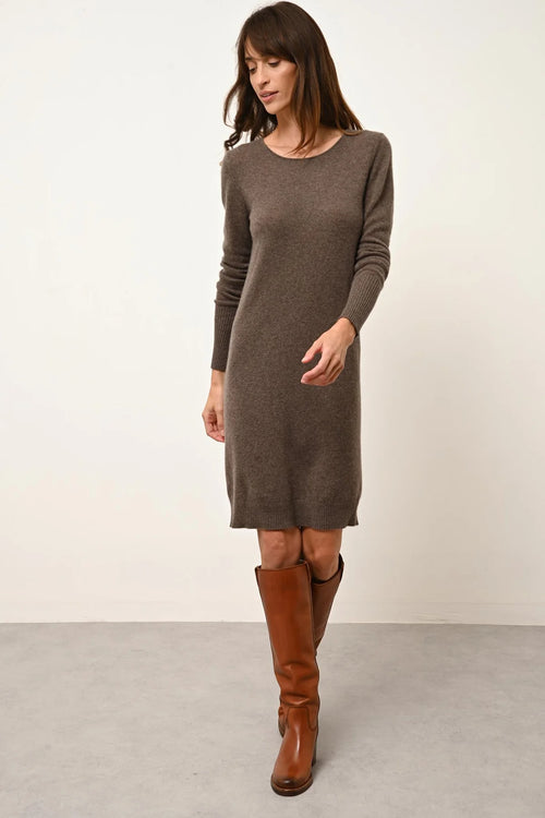 Robe Col Rond - Susan - Taupe Chiné
